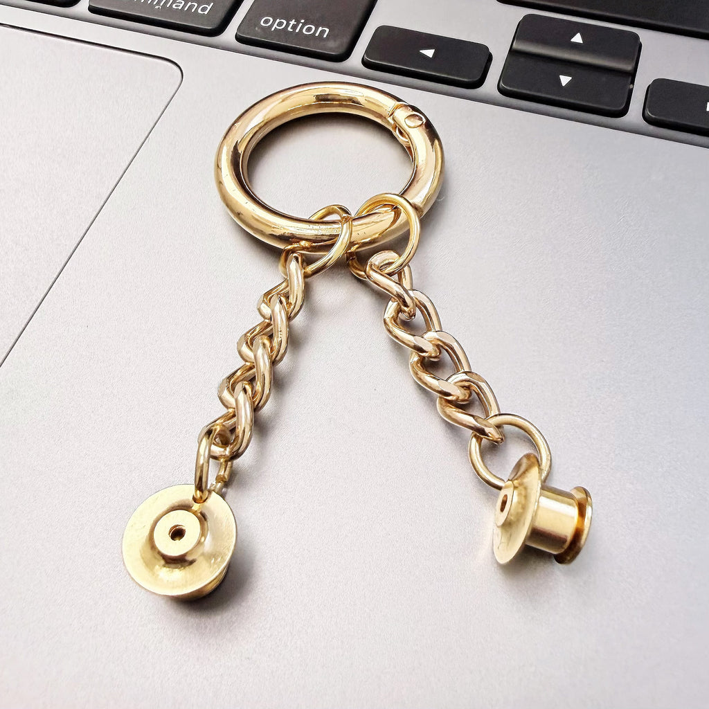 Enamel Pin to Keychain Converter – Instant DIY Bag Charm, Gold & Silver, No Tools Needed